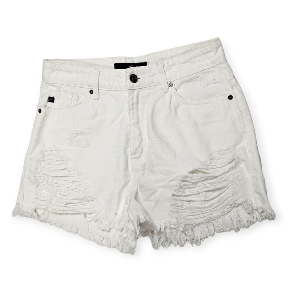 KanCan White Distressed High‎ Rise Shorts Women's Size Medium